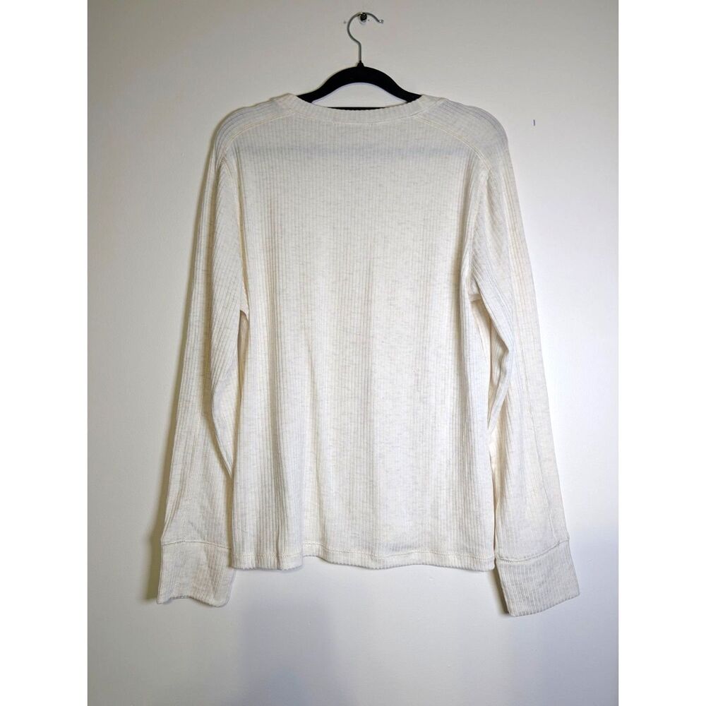 Madewell Ribbed Crewneck Long-Sleeve Tee M Heather Cream | Quiet Luxury NWT M - Picture 6 of 10